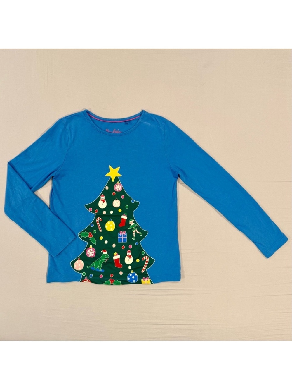 Mini Boden Christmas Tree Shirt Girls 11-12Y Glow in the Dark Bluebell Cotton